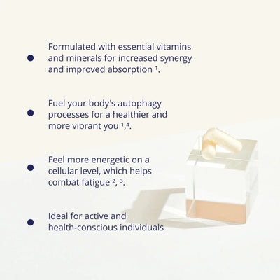 Spermidine fusion supplement benefits. Formulated with essential vitamins for increased synergy.
